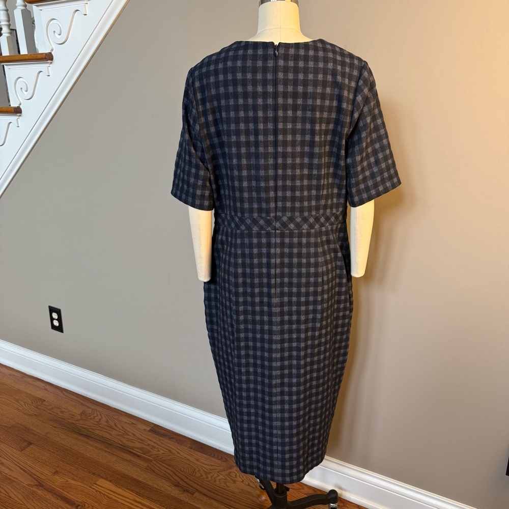 Banana Republic Elegant Asymmetrical Navy Checkered Dress, 16, NWT - Picture 9 of 16